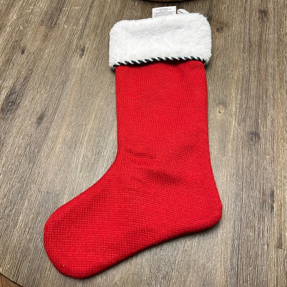 Red Knit Christmas Stocking Initial P Holiday Decoration Decor 21" NWT - Picture 2 of 3